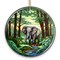 Gentle Giants Elephant Stained Glass Style Ceramic Ornament, African Animals Christmas Gift and Decor